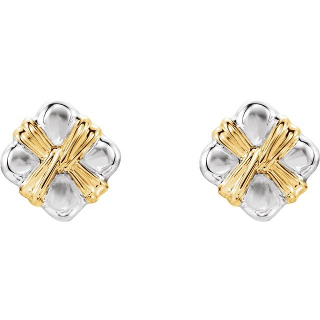 Sterling Silver & 14K Knot Earring