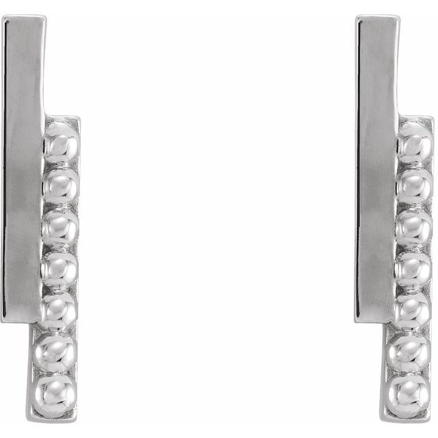 Sterling Silver Beaded Bar Earring