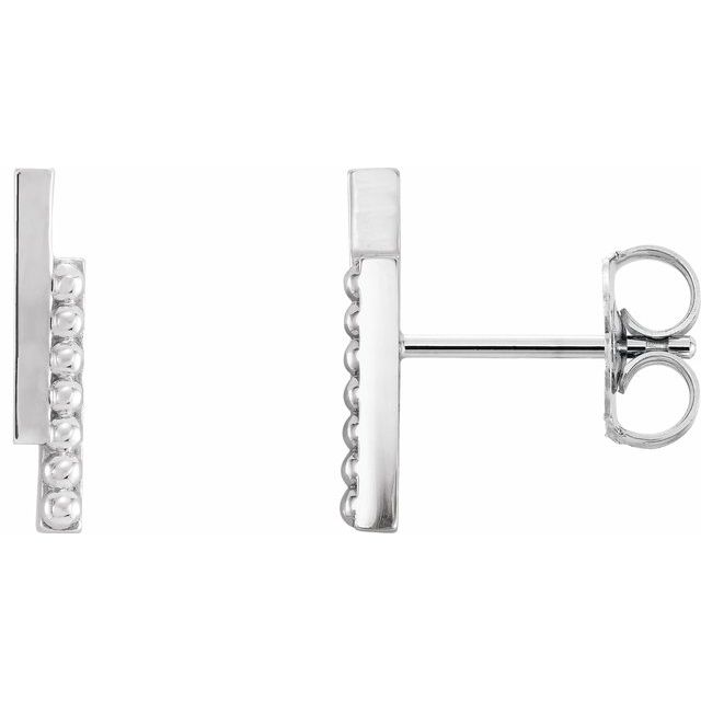 Sterling Silver Beaded Bar Earring