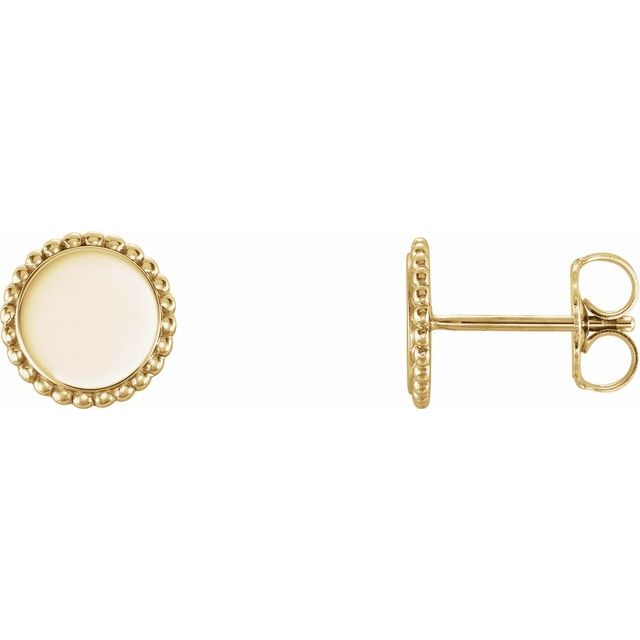 18K Vermeil Engravable Beaded Earrings