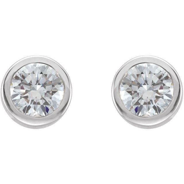 Rhodium-Plated Sterling Silver Imitation Cubic Zirconia Bezel-Set Earrings