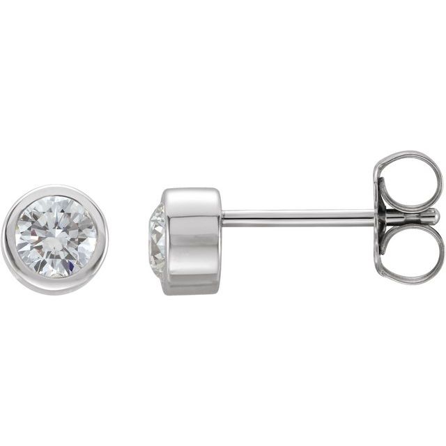 Rhodium-Plated Sterling Silver Imitation Cubic Zirconia Bezel-Set Earrings