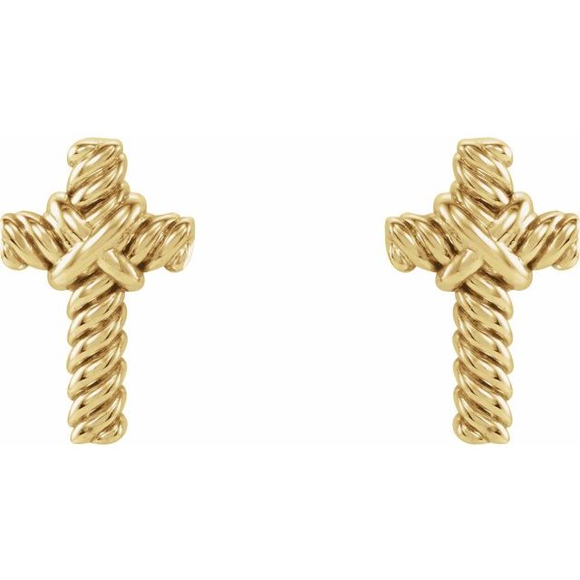 14K Rope Cross Earrings