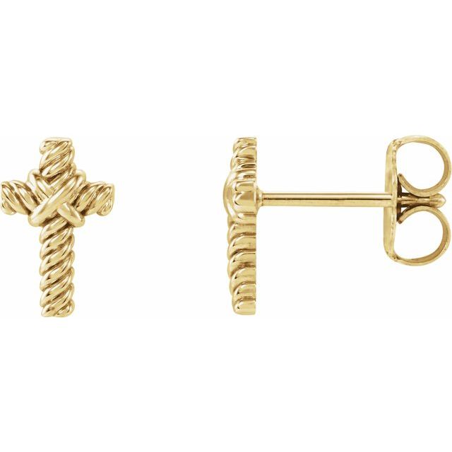 14K Rope Cross Earrings