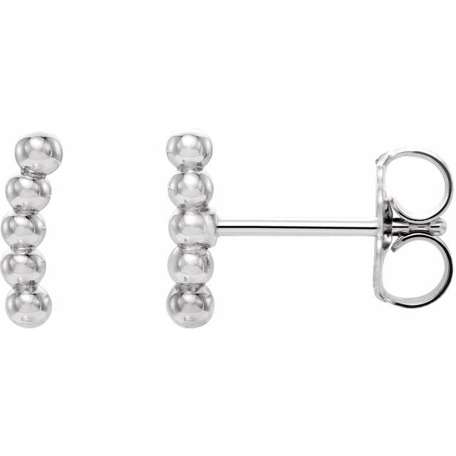 Sterling Silver Curved Beaded Earrings