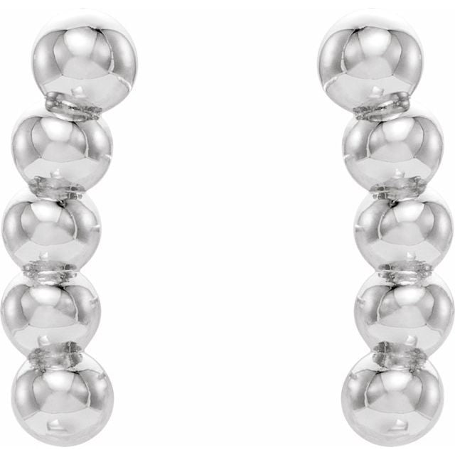 Sterling Silver Curved Beaded Earrings