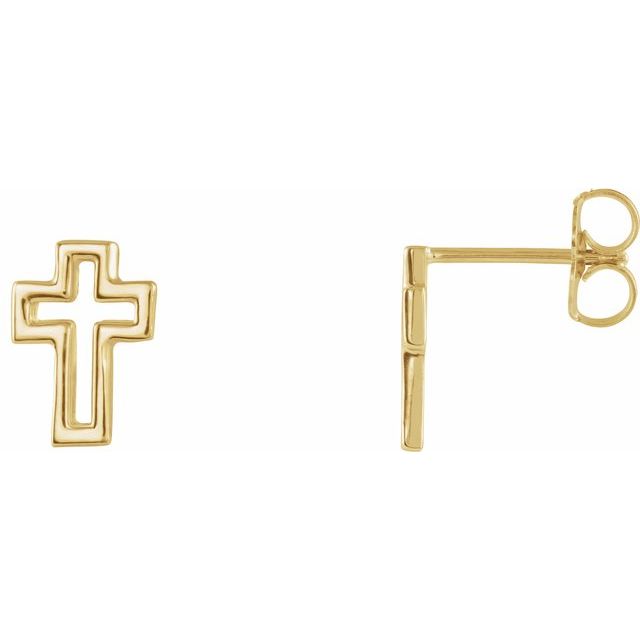 14K Open Cross Earring