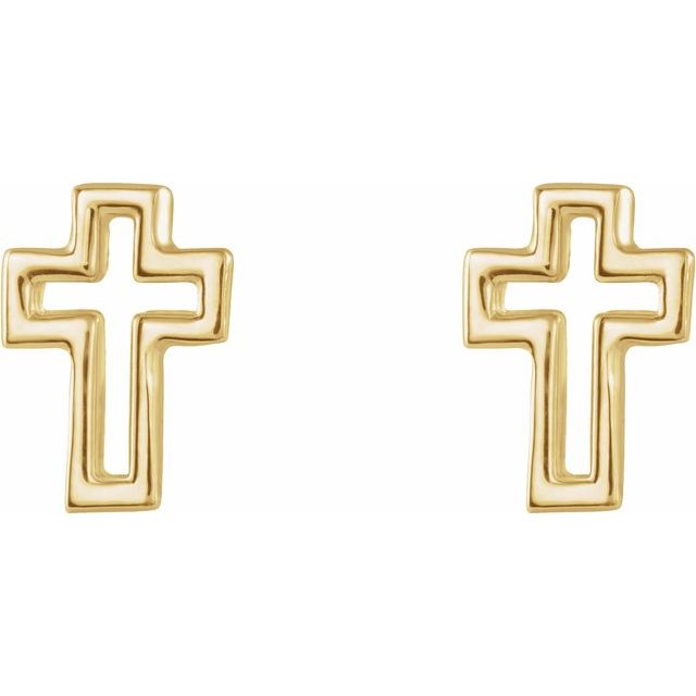 14K Open Cross Earring