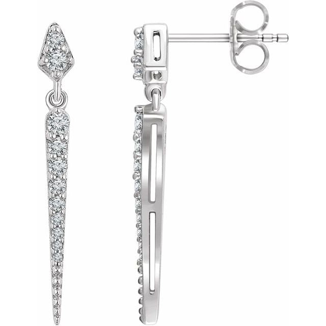 14K 1/4 CTW Natural Diamond Spike Earrings