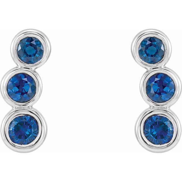 Sterling Silver Imitation Blue Sapphire Ear Climbers