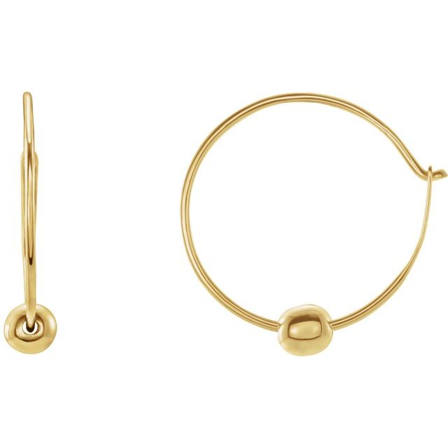14K Youth Hoop Earrings with Bead