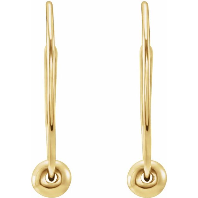 14K Youth Hoop Earrings with Bead