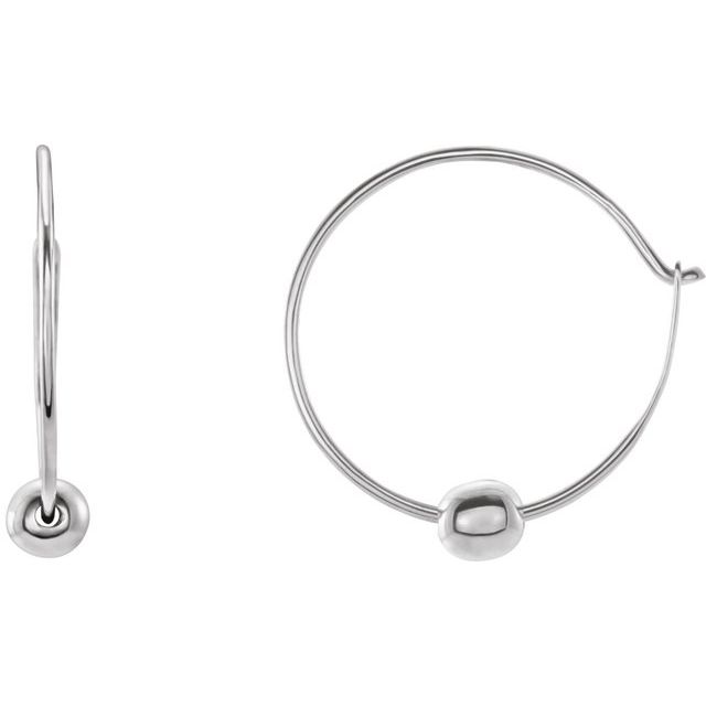 14K Youth Hoop Earrings with Bead