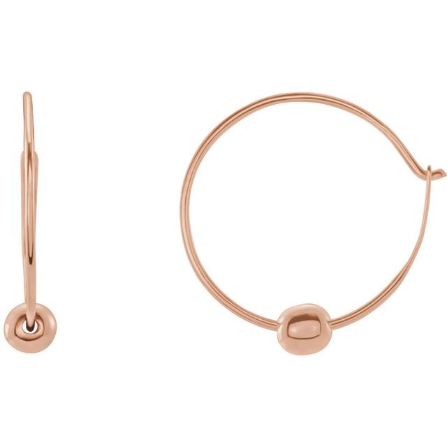 14K Youth Hoop Earrings with Bead