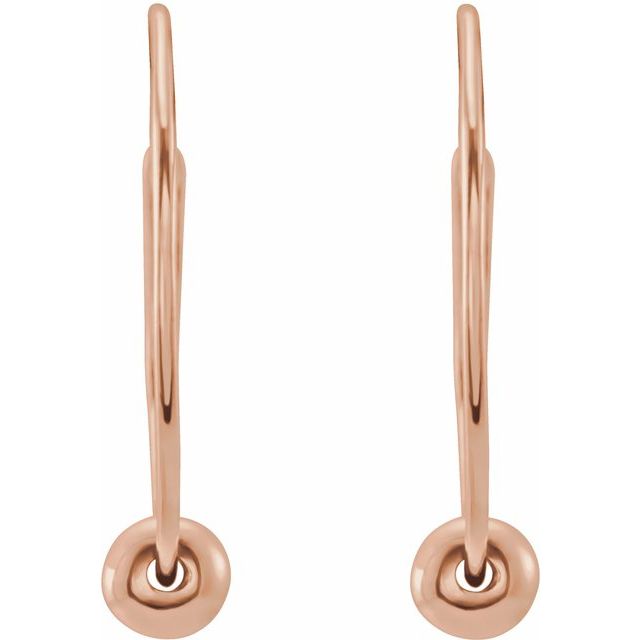 14K Youth Hoop Earrings with Bead