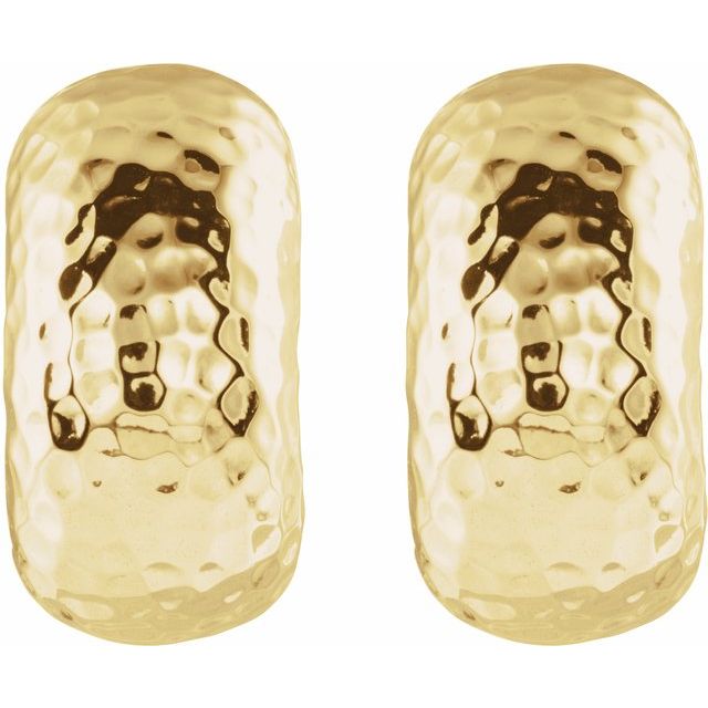 14K Hammered Hollow J-Hoop Earrings
