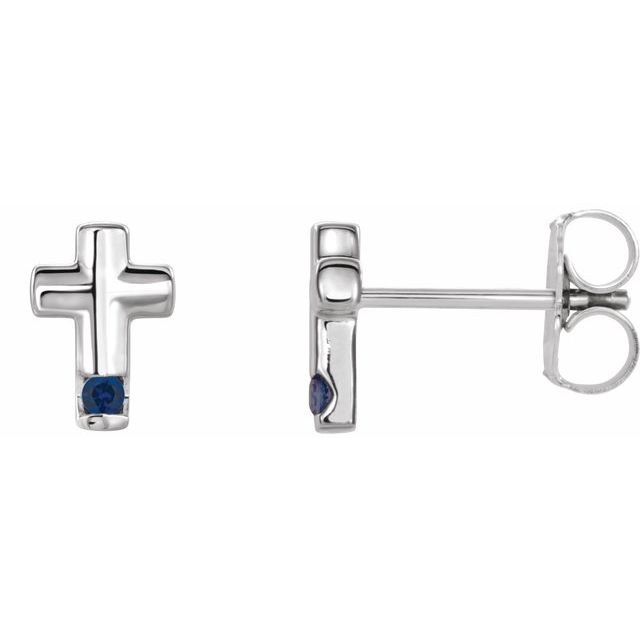 Natural Blue Sapphire Cross Earrings