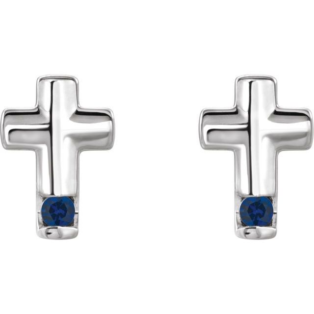 Natural Blue Sapphire Cross Earrings