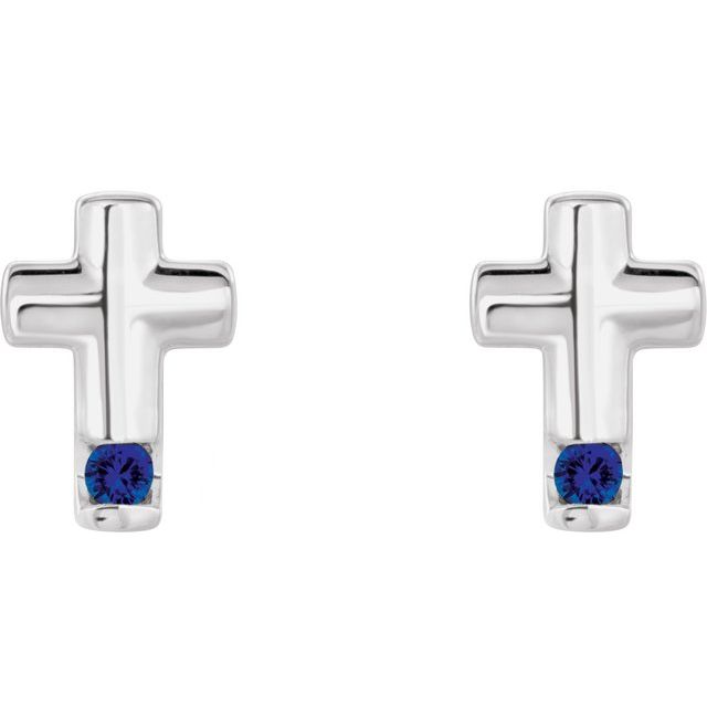 Natural Blue Sapphire Cross Earrings