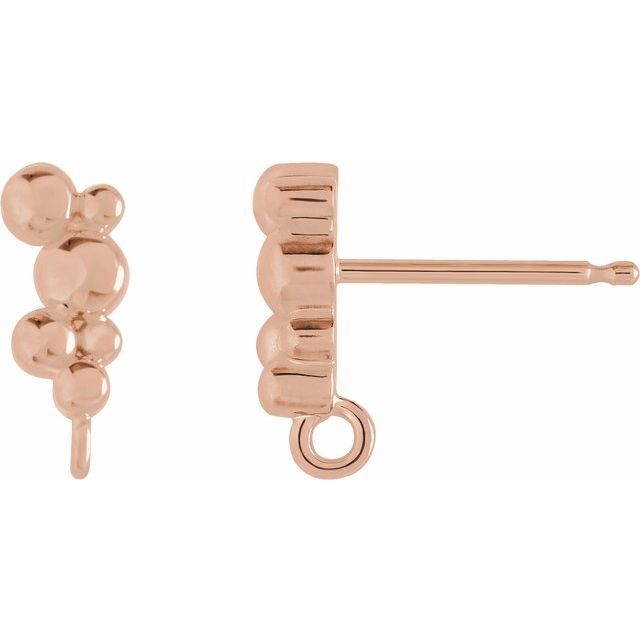 14K Right Beaded Earring Top