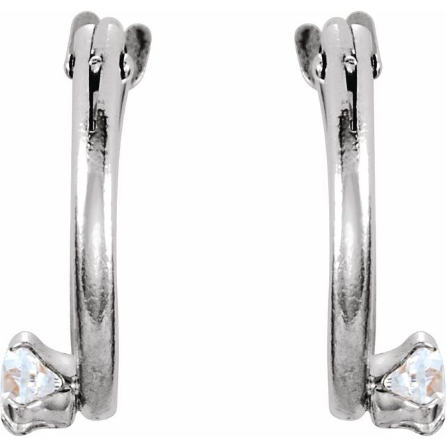 Sterling Silver Imitation Cubic Zirconia Hoop Earrings