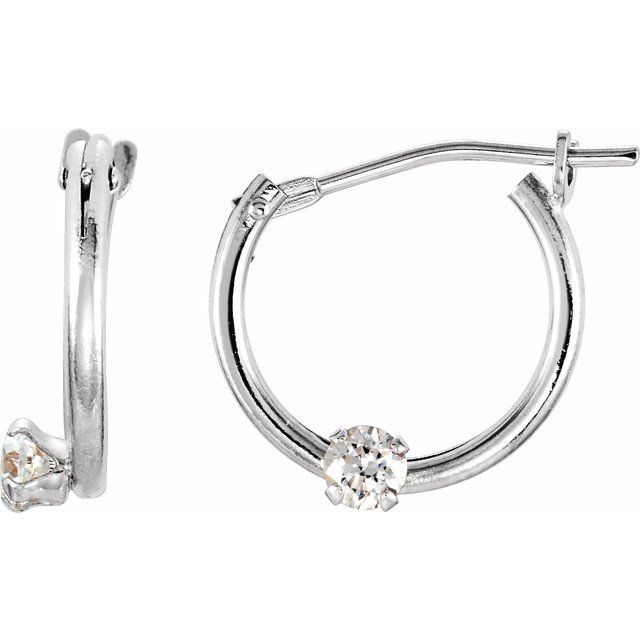 Sterling Silver Imitation Cubic Zirconia Hoop Earrings
