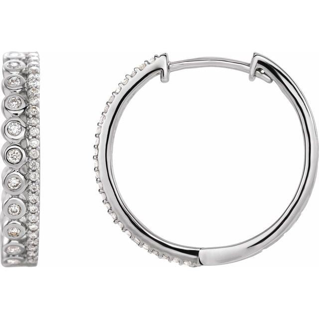 14K 1/3 CTW Natural Diamond Geometric Hoop Earrings