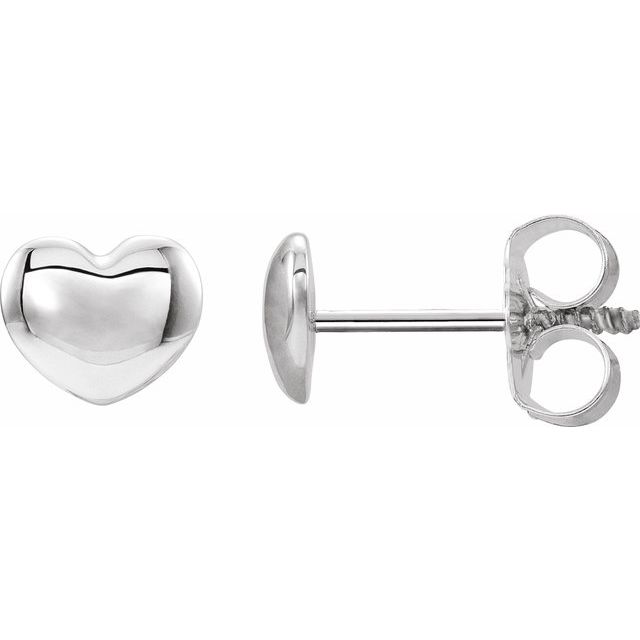 14K Youth Puffed Heart Earrings