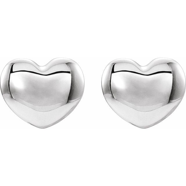 14K Youth Puffed Heart Earrings