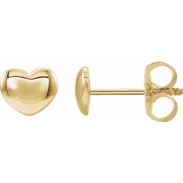 14K Youth Puffed Heart Earrings