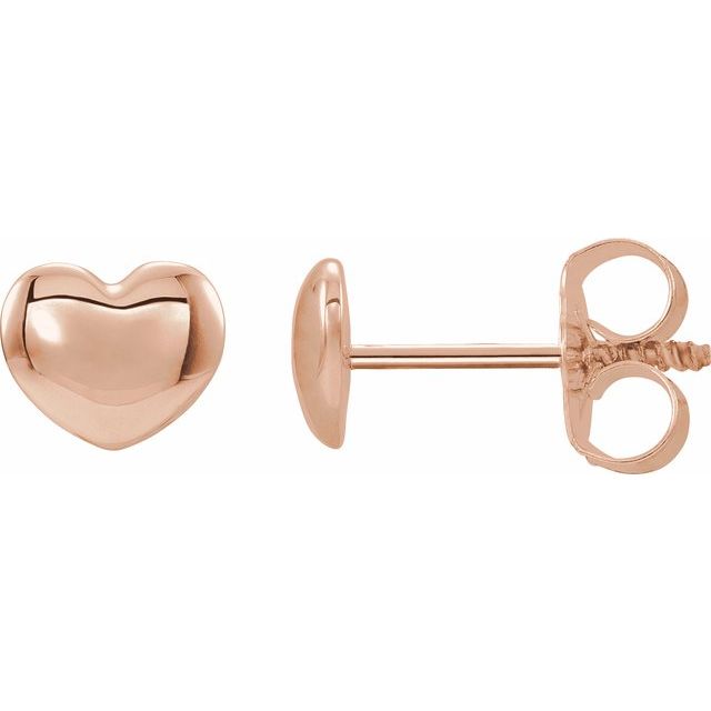 14K Youth Puffed Heart Earrings