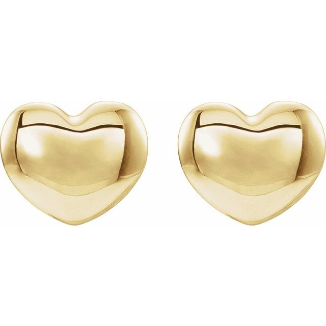 14K Youth Puffed Heart Earrings