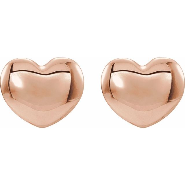 14K Youth Puffed Heart Earrings