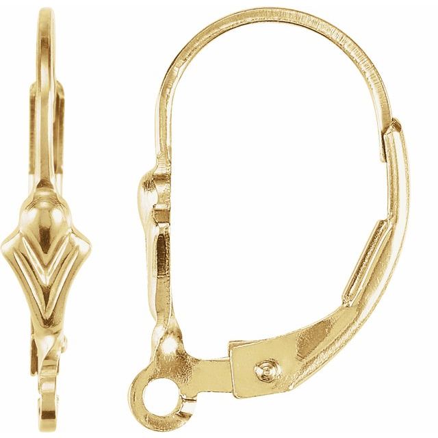 18K Fleur-de-Lis Lever Back Earring Top