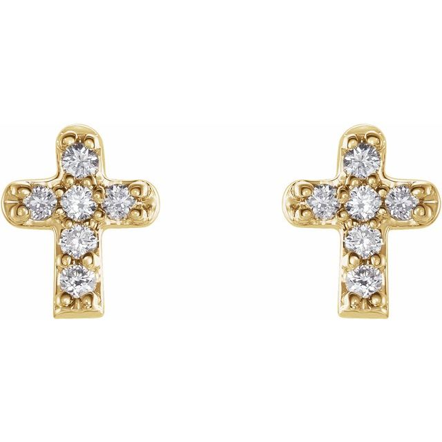 14K .06 CTW Natural Diamond Youth Cross Earrings