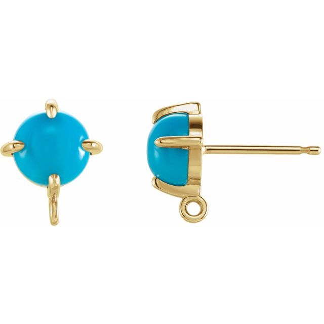 14K Natural Turquoise Earring Top