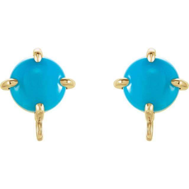 14K Natural Turquoise Earring Top