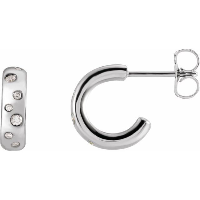 14K 1/10 CTW Natural Diamond Hoop Earrings