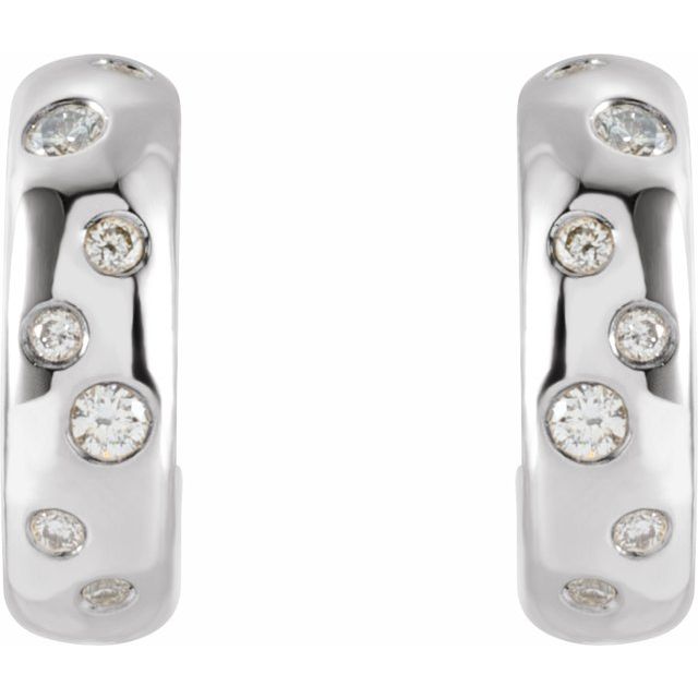 14K 1/10 CTW Natural Diamond Hoop Earrings