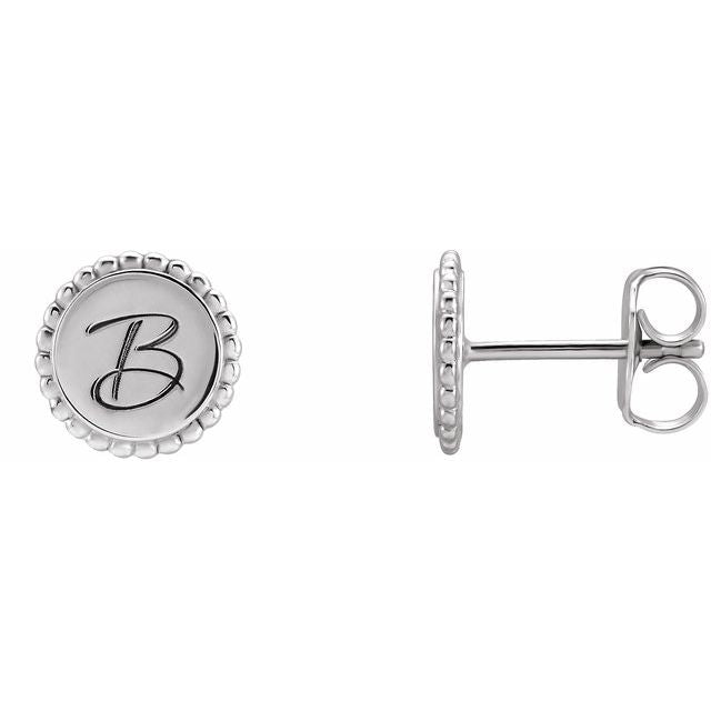 Sterling Silver Engravable Beaded Earrings