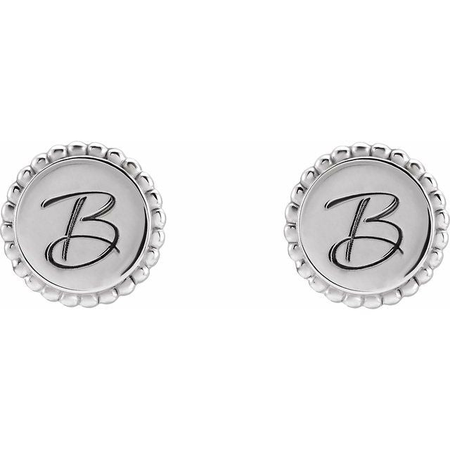 Sterling Silver Engravable Beaded Earrings