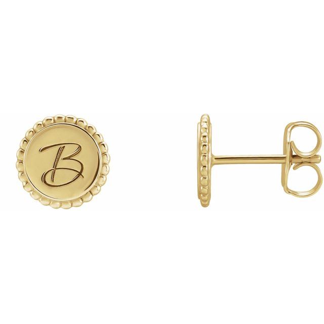 18K Vermeil Engravable Beaded Earrings