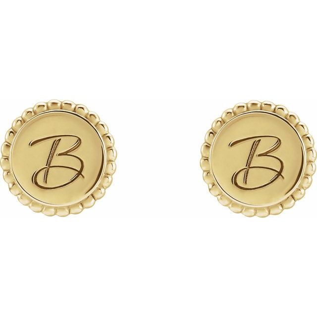 18K Vermeil Engravable Beaded Earrings
