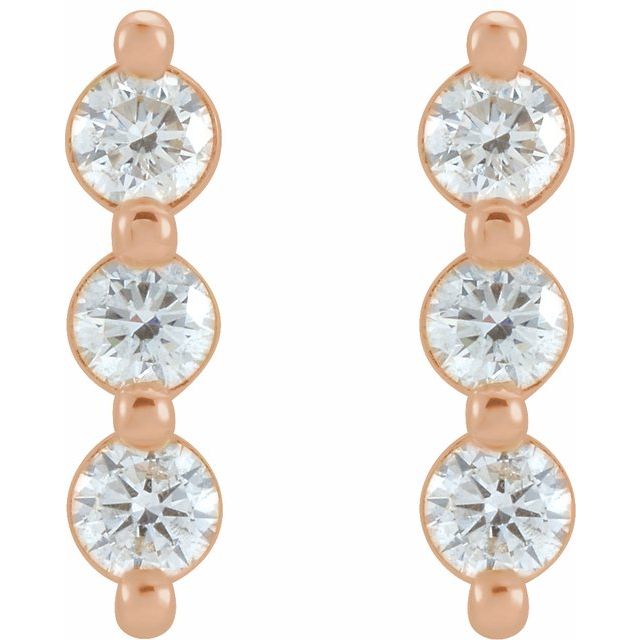 14K 1/2 CTW Natural Diamond Bar Earrings