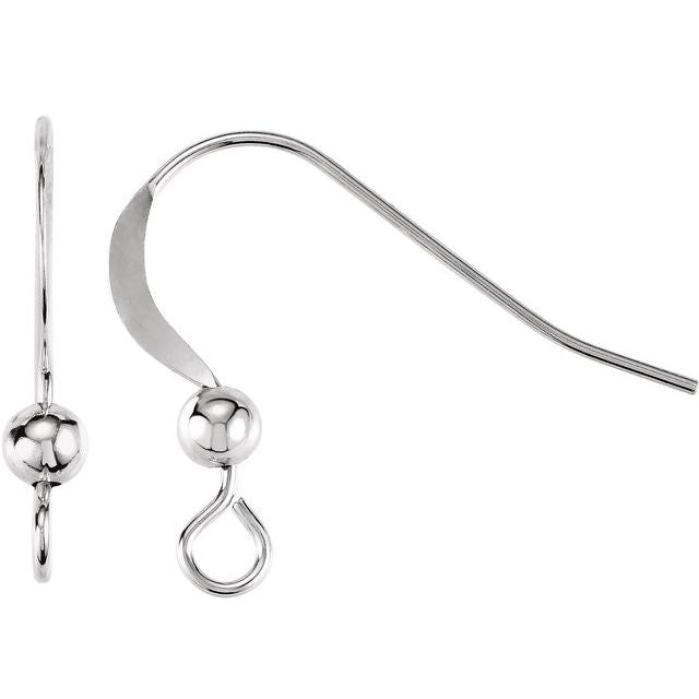 Sterling Silver French Wire Earring Top with Bead