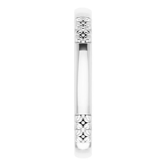 Sterling Silver Floral Matching Band