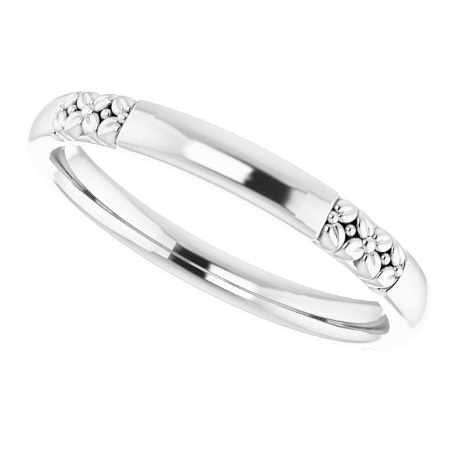 Sterling Silver Floral Matching Band