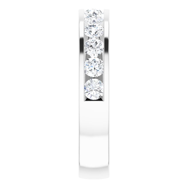 14K White 1 CTW Natural Diamond Channel-Set Matching Band
