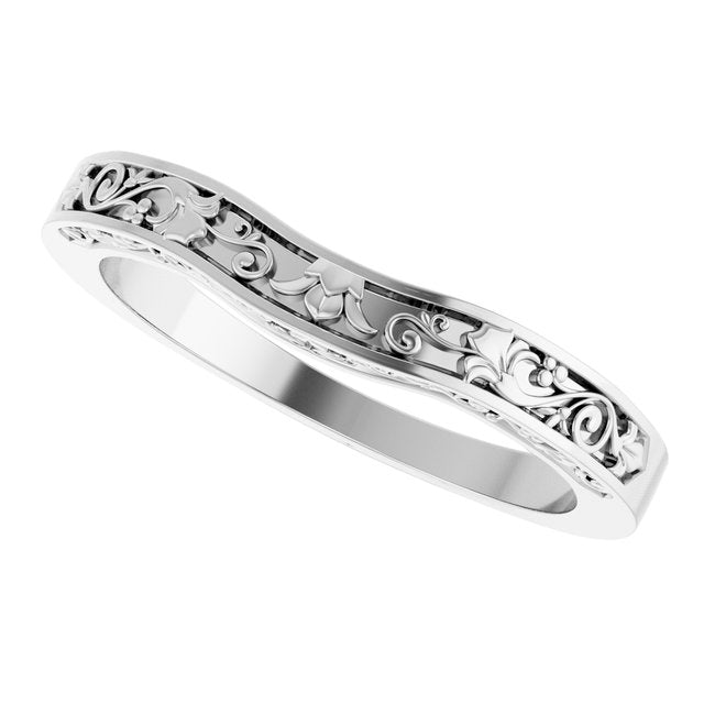 14K White Floral-Inspired Matching Band