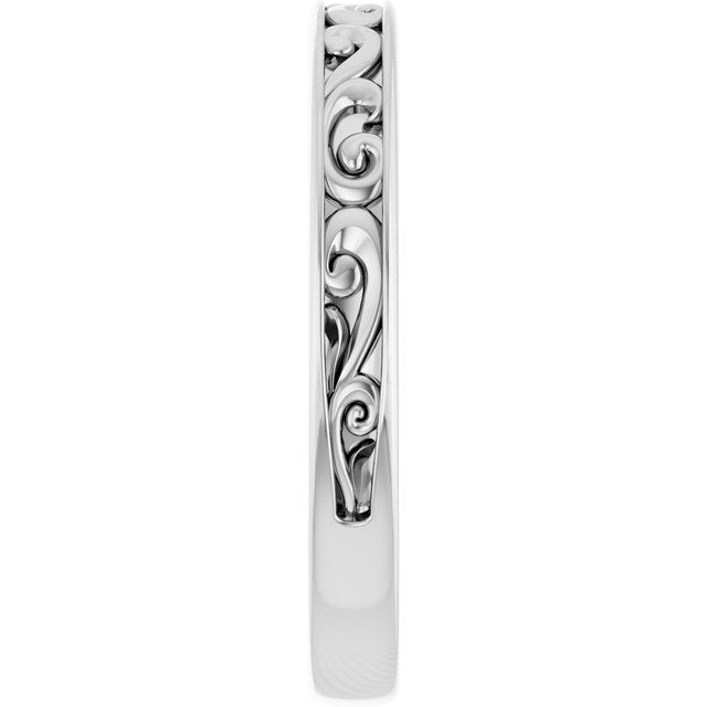 14K White Vintage-Inspired Matching Band
